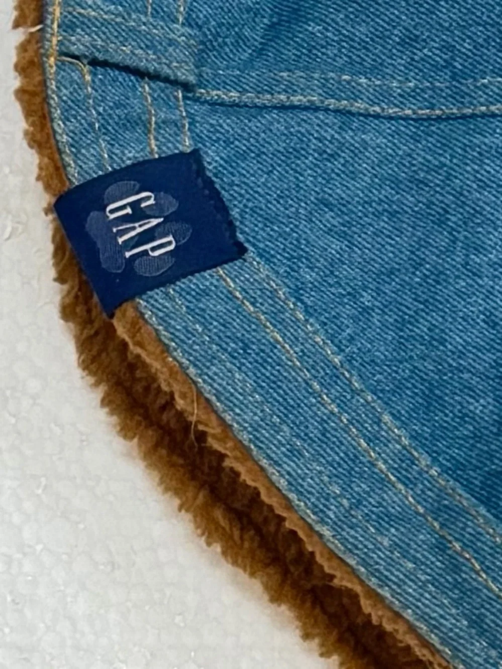 GAP Sherpa-Lined Denim Dog Jacket Coat Size M Blue Adjustable Warm Pet Vest